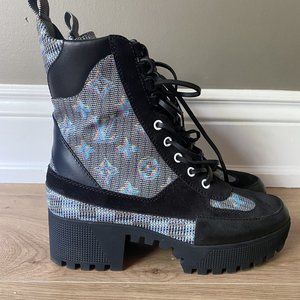 Louis Vuitton Laureate Platform Desert Boot Canvas Blue
